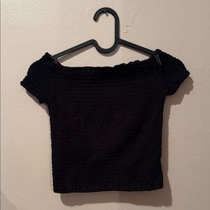 Streetwear Society Black Smocked Crop Top